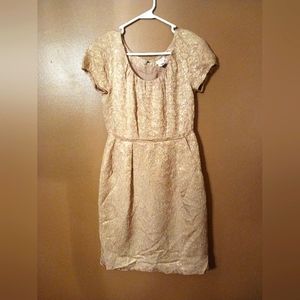 J Crew Gold metallic Jaquard mini dress with pockets